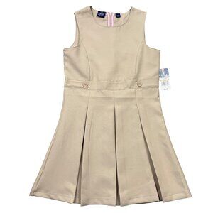 IZOD Approved Schoolwear Sleeveless Jumper Dress Uniform Girls 14 Khaki NEW